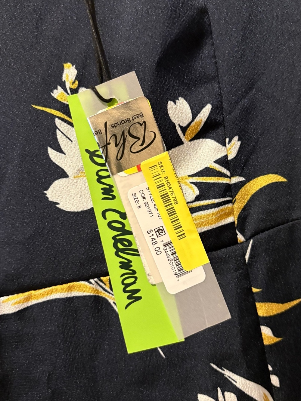 Sam Edelman Navy Dress with White & Yellow Floral Print - Picture 6 of 7